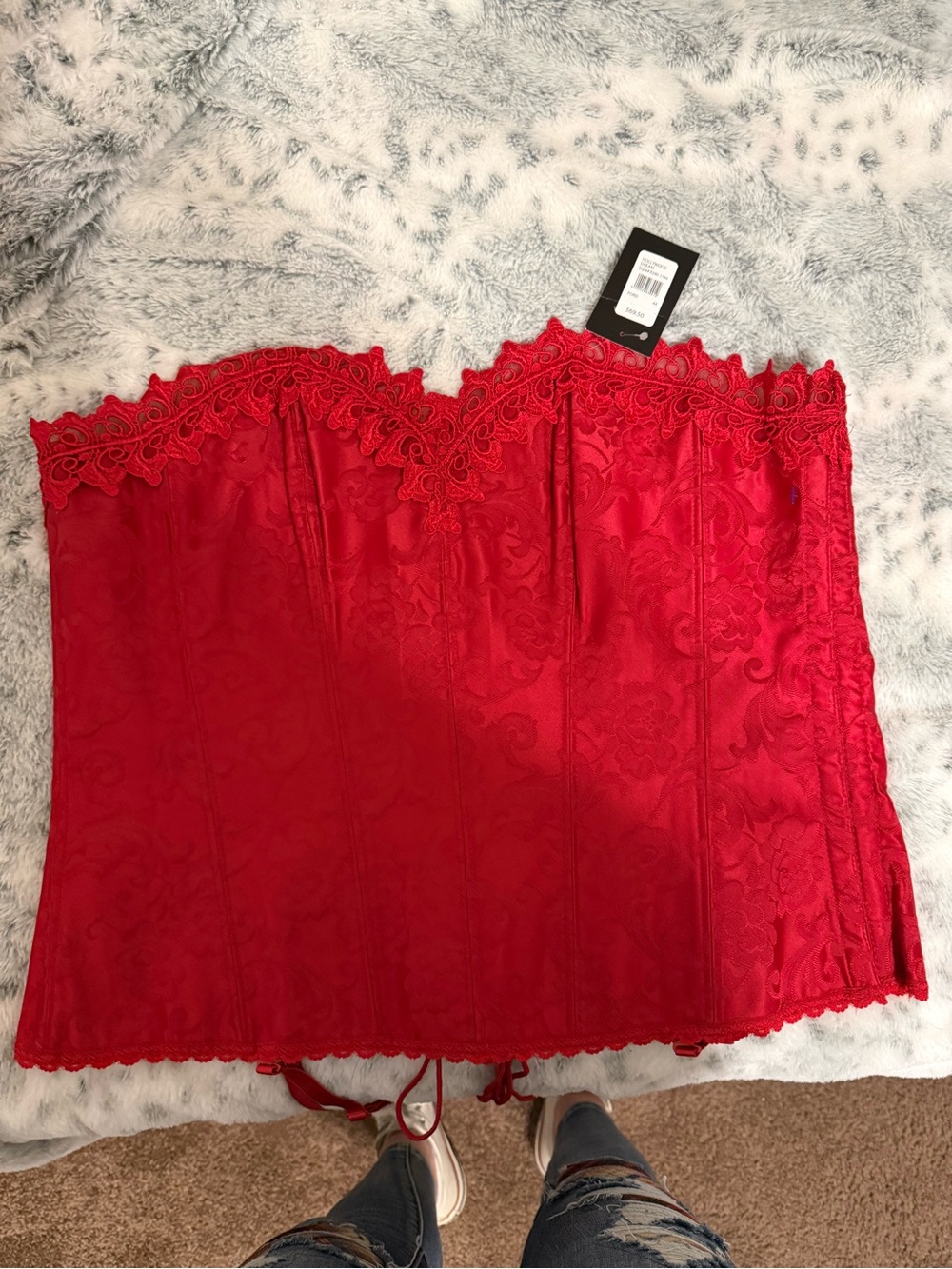NWT-Frederick's of Hollywood Red Lace Bustier Corset